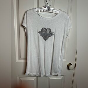 Zadig & Voltaire White Tee with Black Heart Graphic